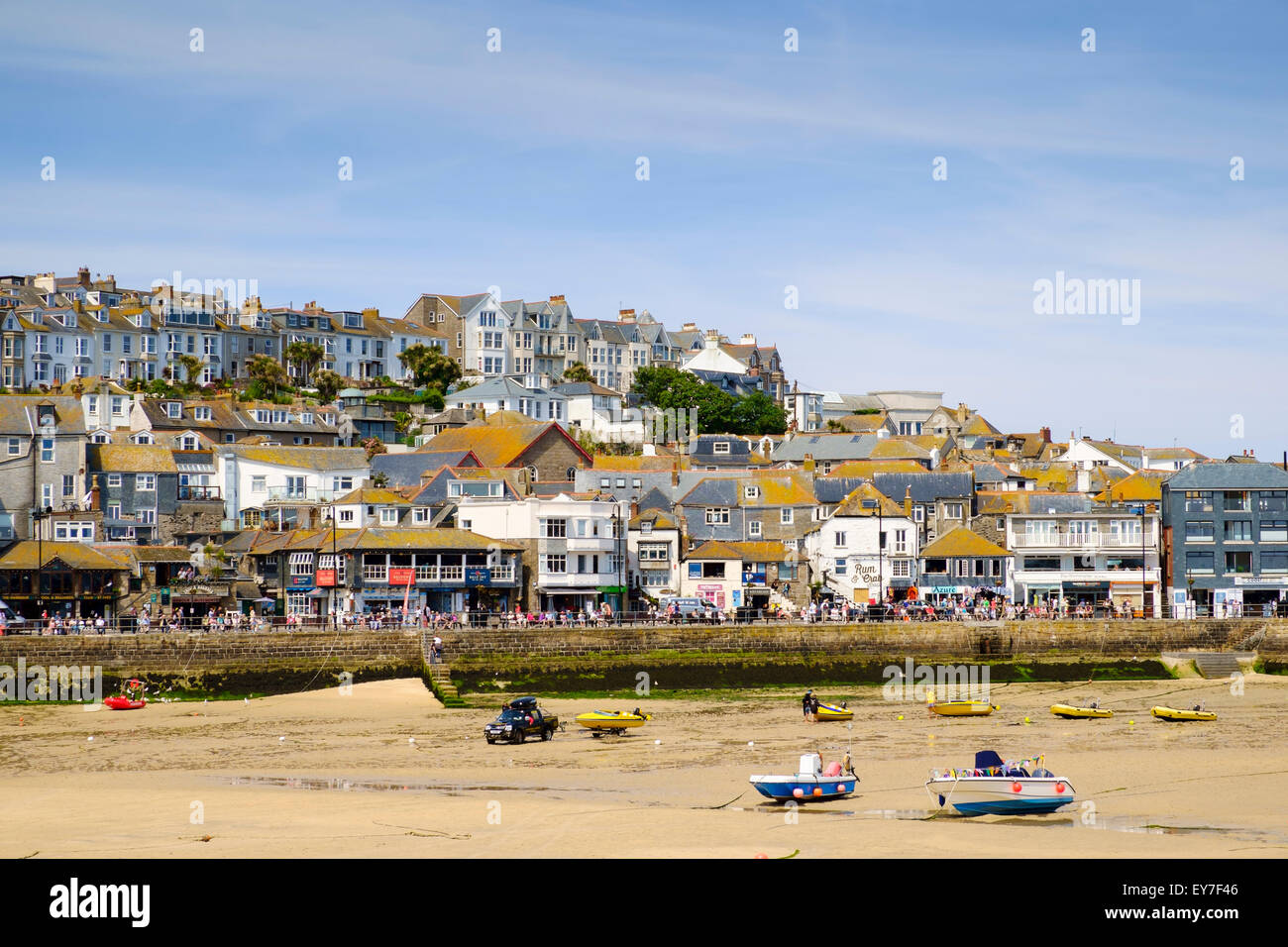 Promenade and town at St Ives, Cornwall, England, UK in summer Stock Photo