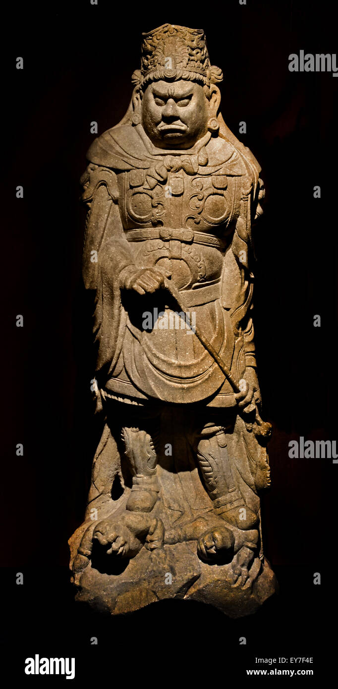 Lokapala Stone Song Dynasty AD 960-1279  Shanghai Museum of ancient Chinese art China ( Lokapāla guardian of the world has different uses depending on whether it is found in a Hindu or Buddhist context. ) Stock Photo