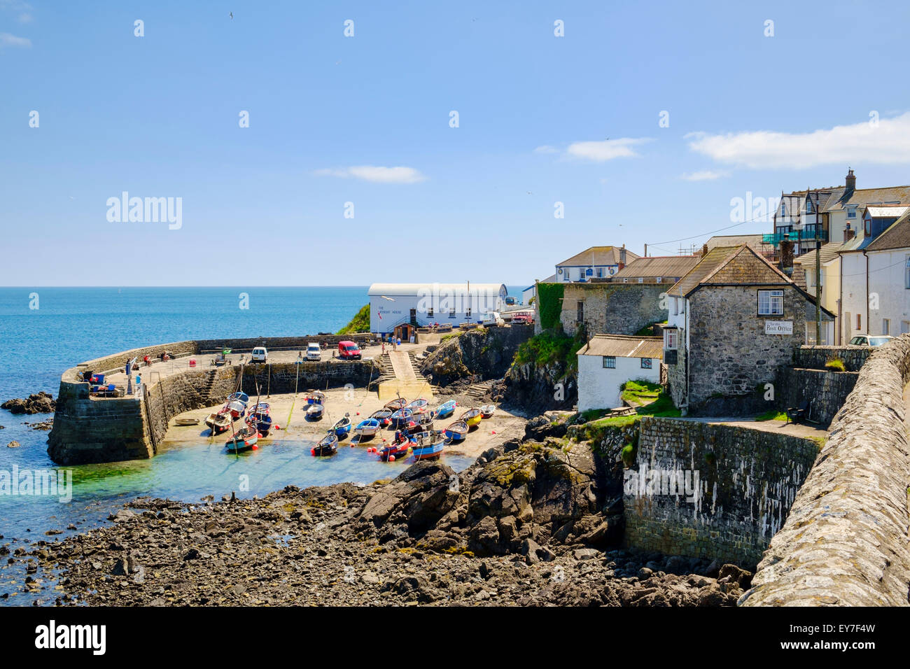 Coverack village and harbour, Lizard Peninsula, Cornwall, England, UK Stock Photo