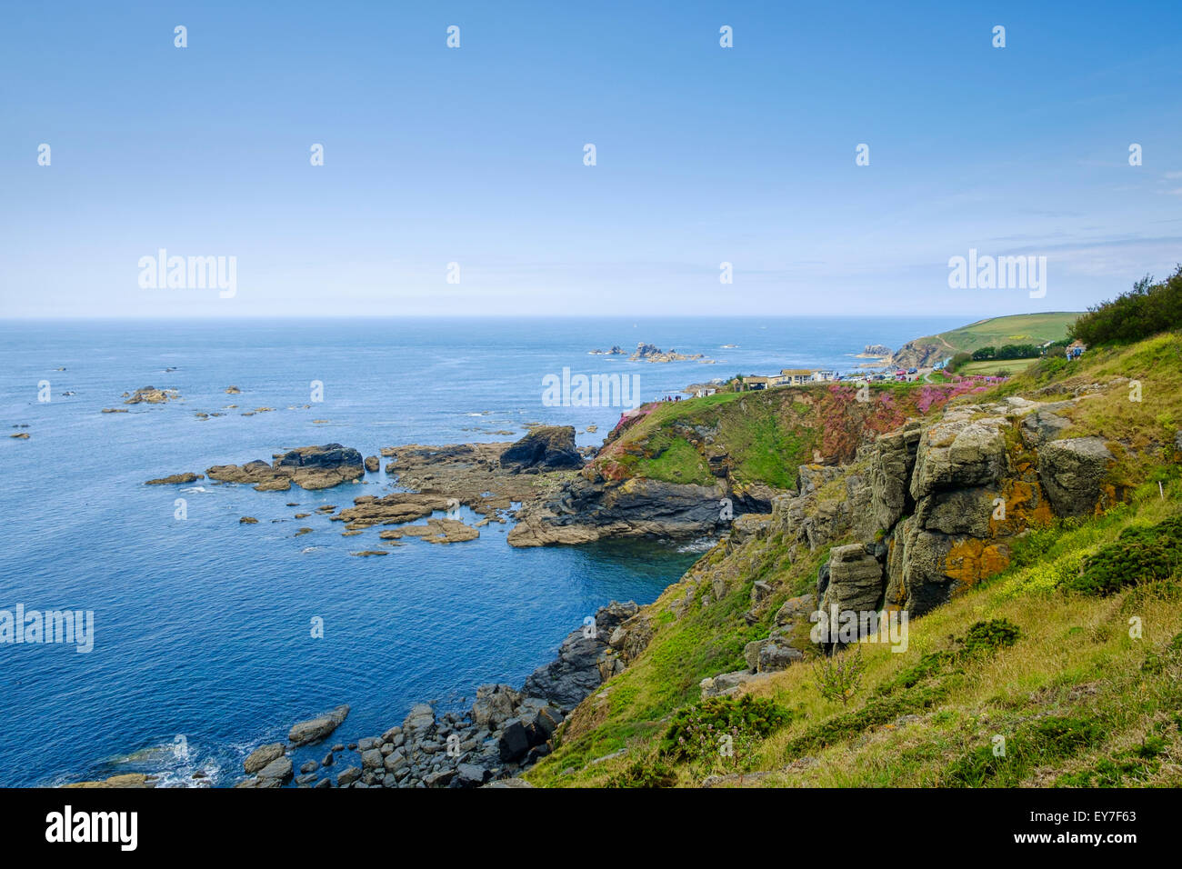 Lizard Point, Cornwall, England, UK -  the most southerly point on mainland Great Britain  from the South West Coast Path Stock Photo