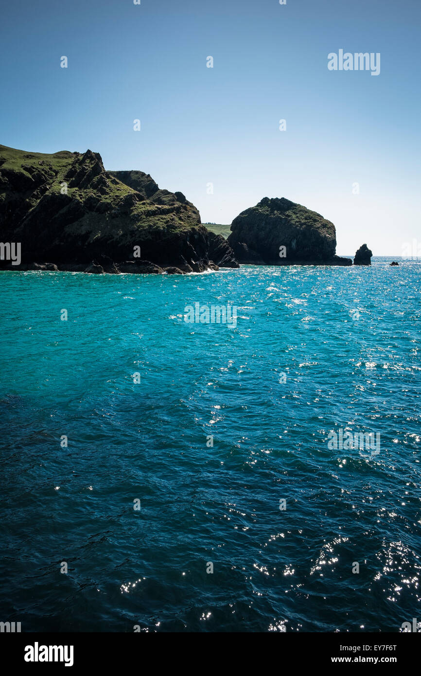Headland and cliffs at Mullion Cove, Lizard Peninsula, Cornwall, England, UK Stock Photo