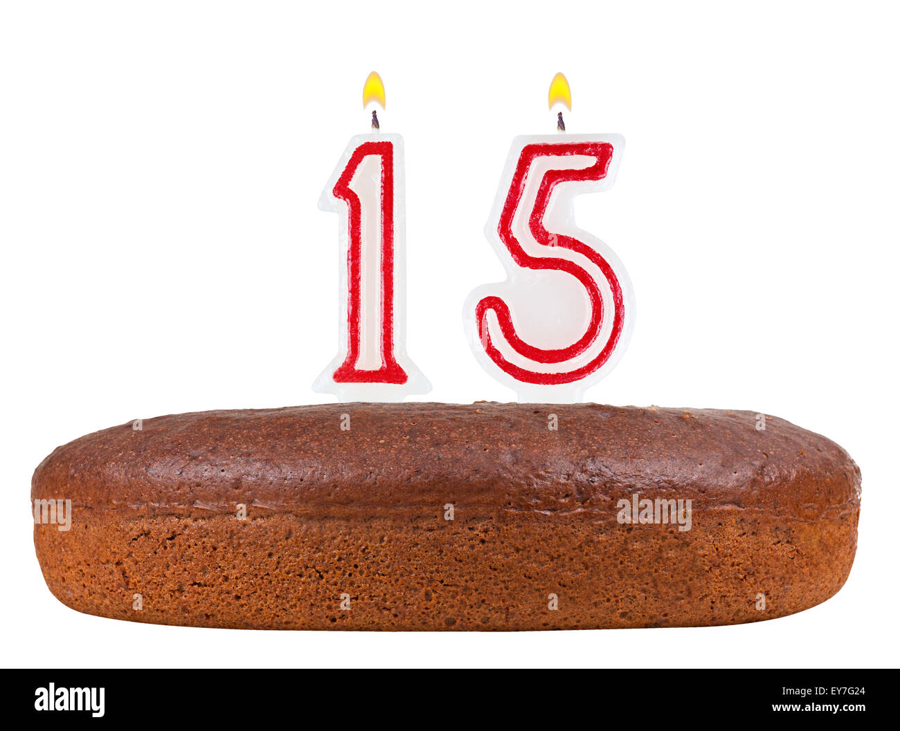 birthday cake with candles number 15 isolated on white background Stock Photo Alamy