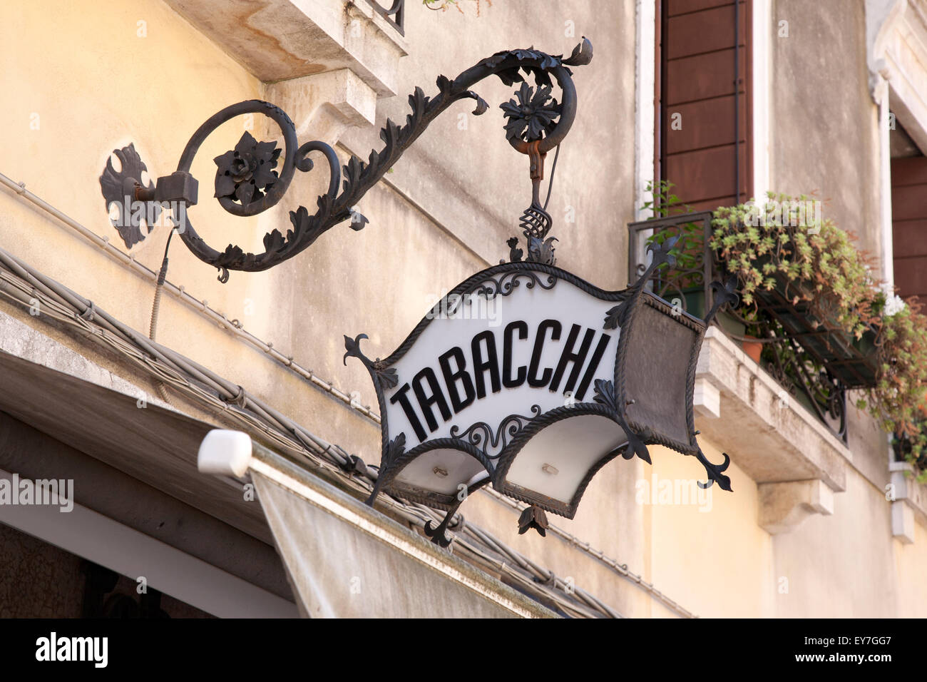 Tobacconist - Tabacchi Sign, Venice, Italy Stock Photo