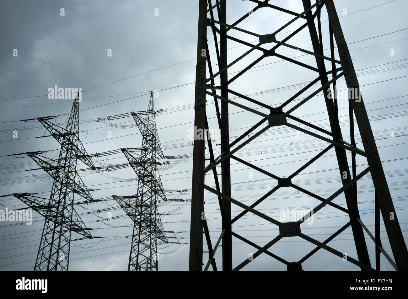 High-voltage electricity pylons Germany Stock Photo - Alamy