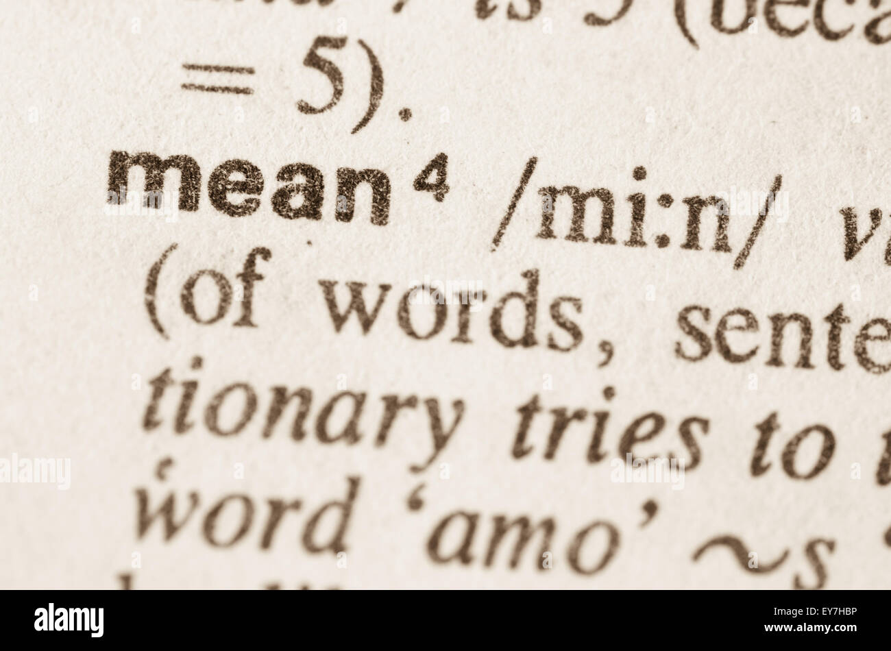 Definition of word mean  in dictionary Stock Photo