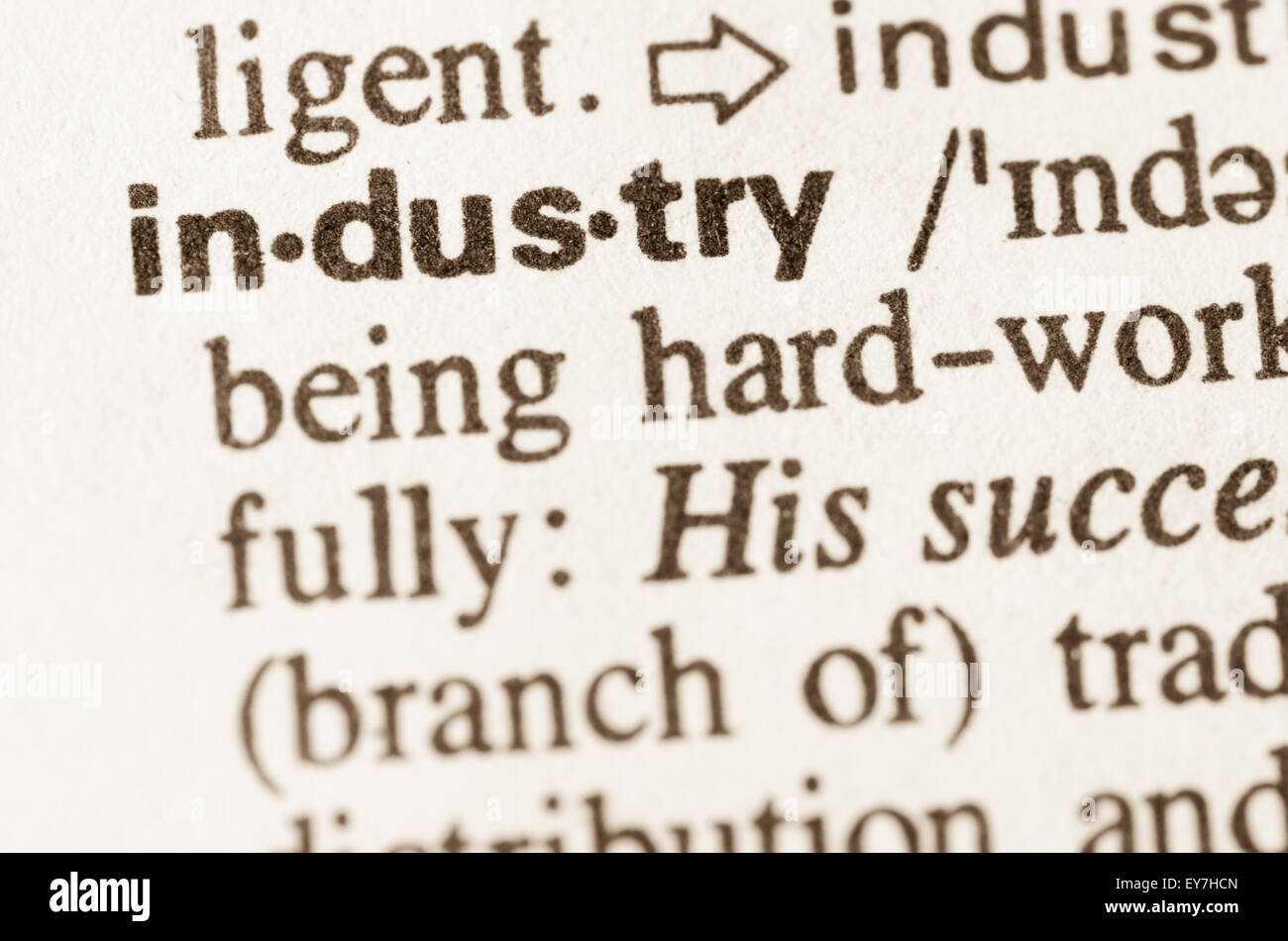 Definition of word industry in dictionary Stock Photo Alamy
