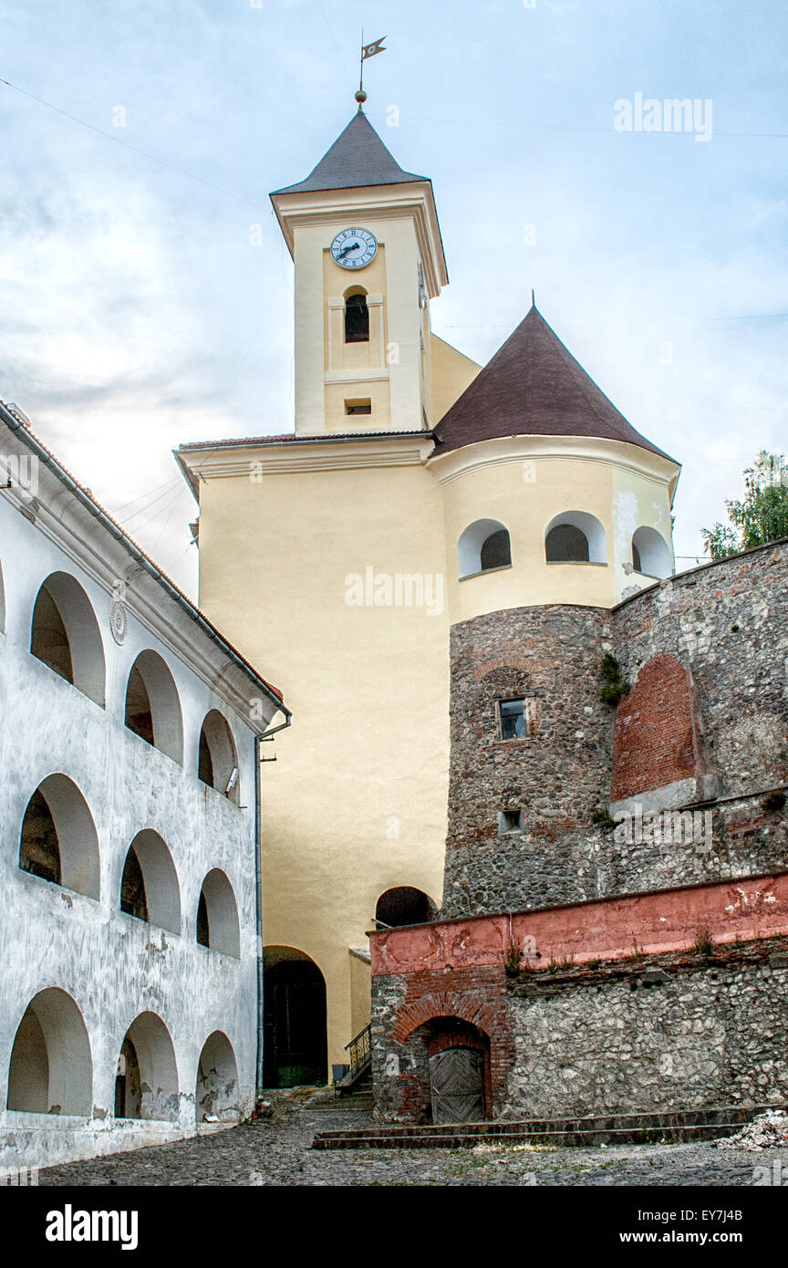 View of old Palanok Castle or Mukachevo Castle, Ukraine, built in 14th century Stock Photo
