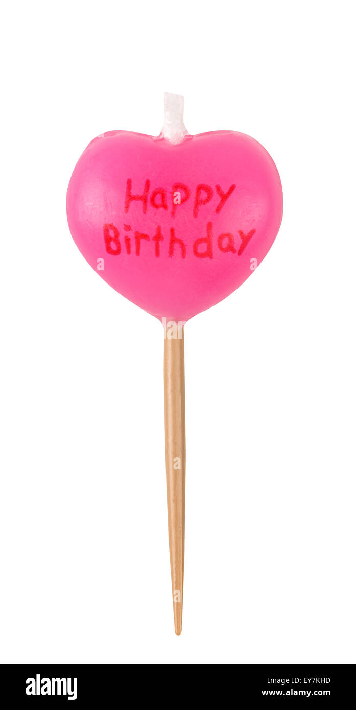 the Birthday candle heart isolated on white background Stock Photo - Alamy