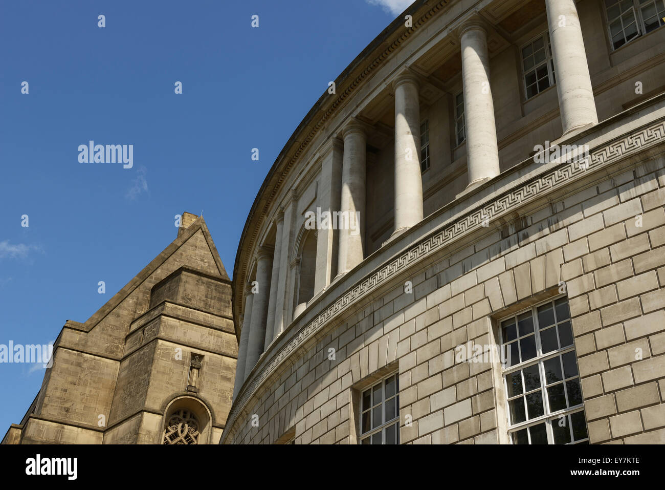 A close up detail of the exterior of Manchester Central Library in Manchester city centre UK Stock Photo