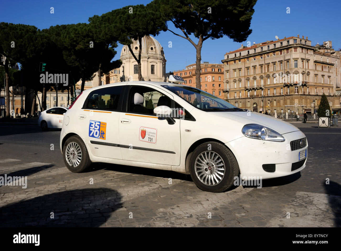 italy, rome, taxi on via dei fori imperiali Stock Photo