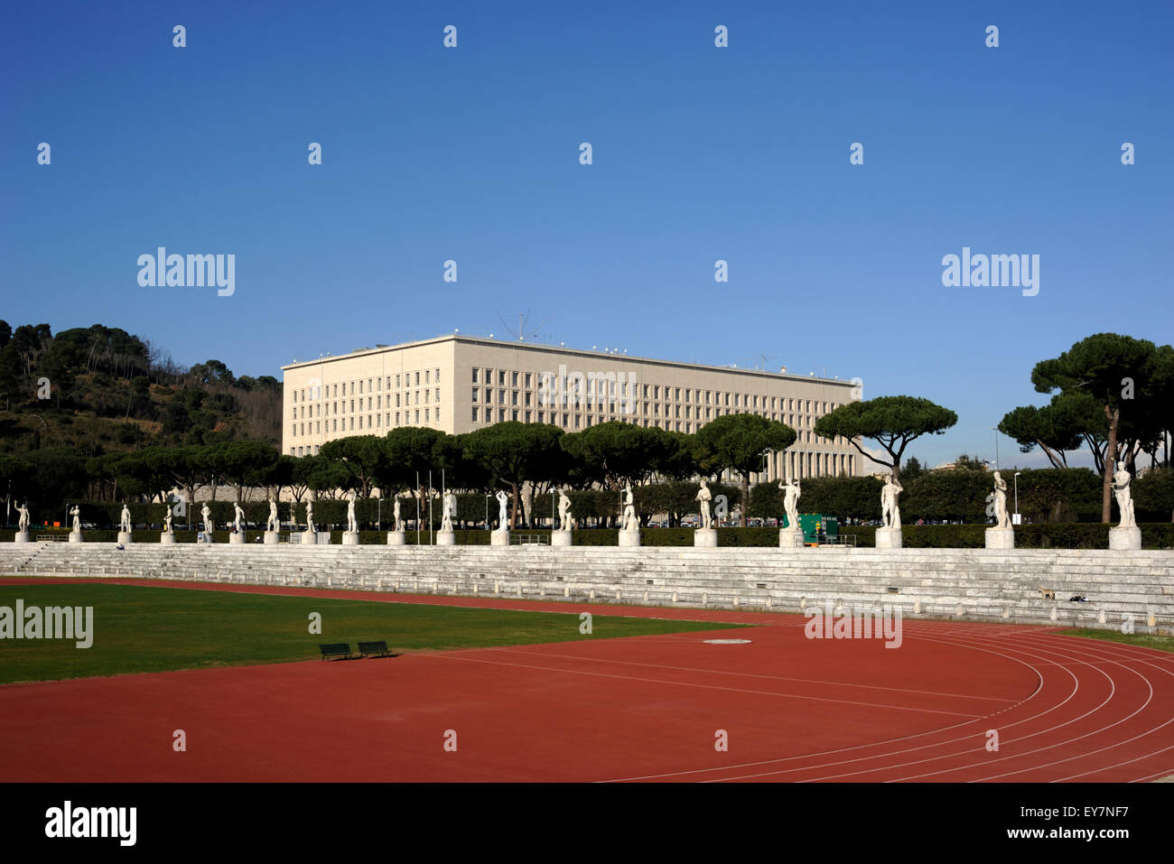 Italy, Rome, Foro Italico, Stadio dei Marmi and Farnesina (Ministry of Foreign Affairs), fascist architecture Stock Photo