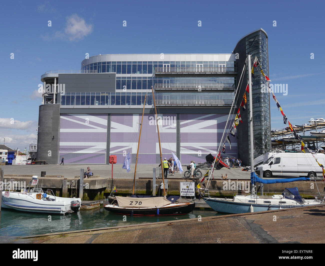 The Land Rover, Ben Ainslie Racing HQ, the base for the BAR team during their bid for the Americas Cup. Stock Photo