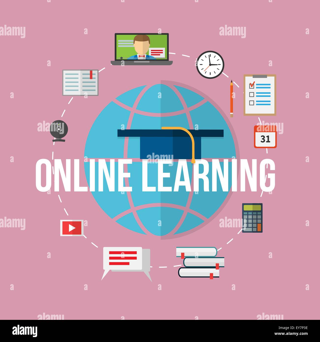 Concept for distance education, online learning Stock Vector Image