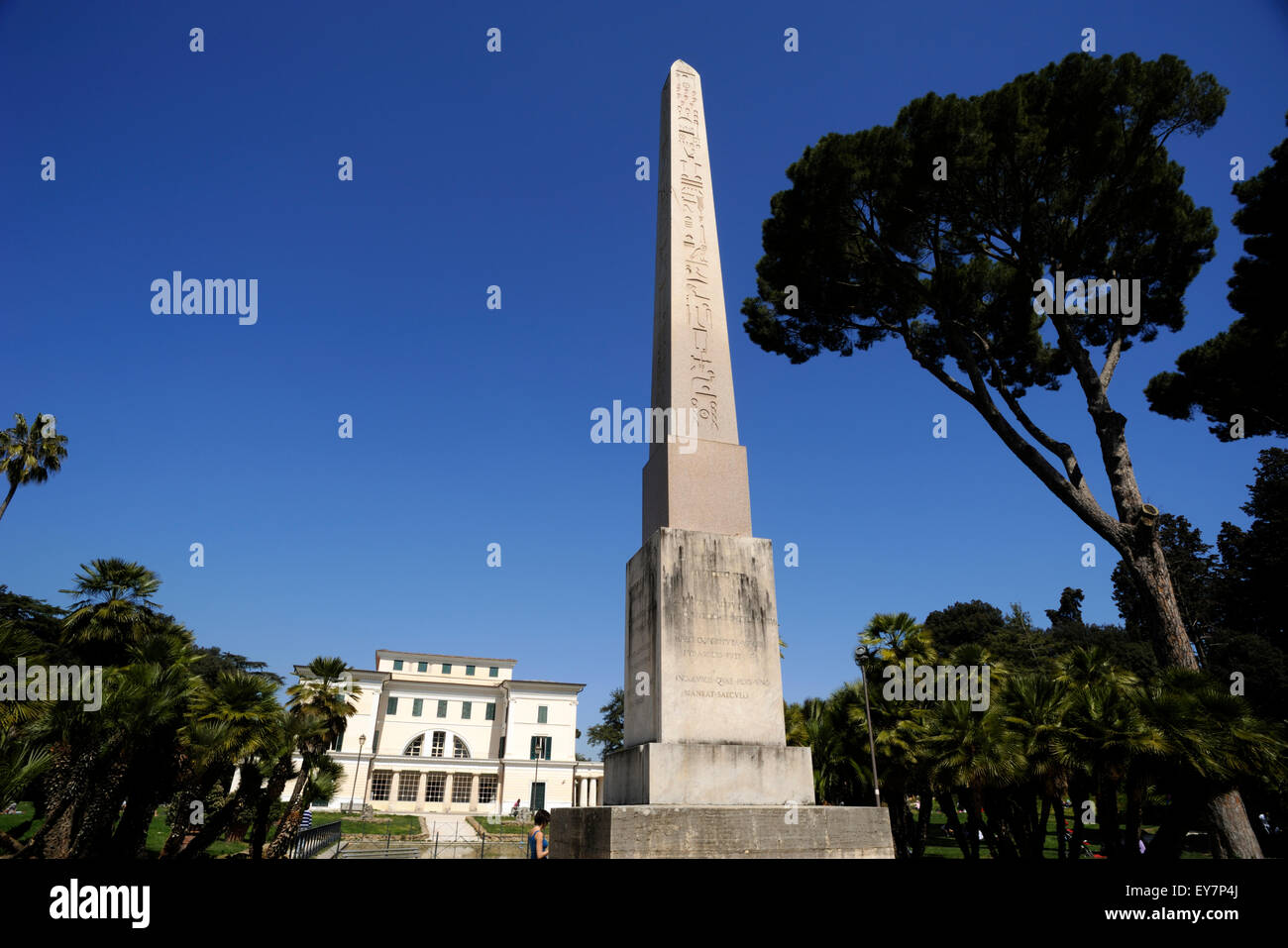 Italy, Rome, Villa Torlonia, fake obelisk and Casino Nobile Stock Photo