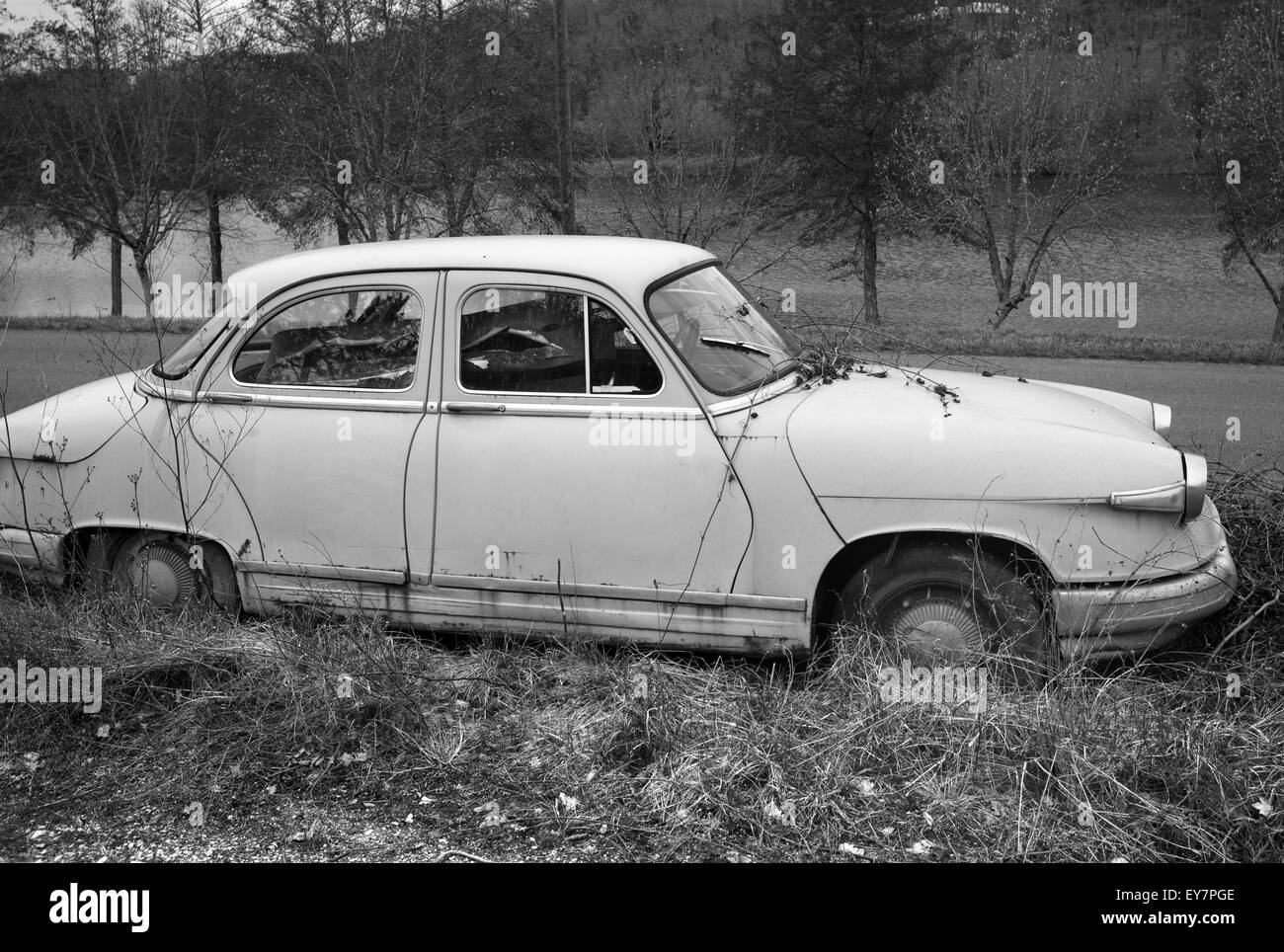 Wrecked Panhard 17b, Degagnac, France Stock Photo
