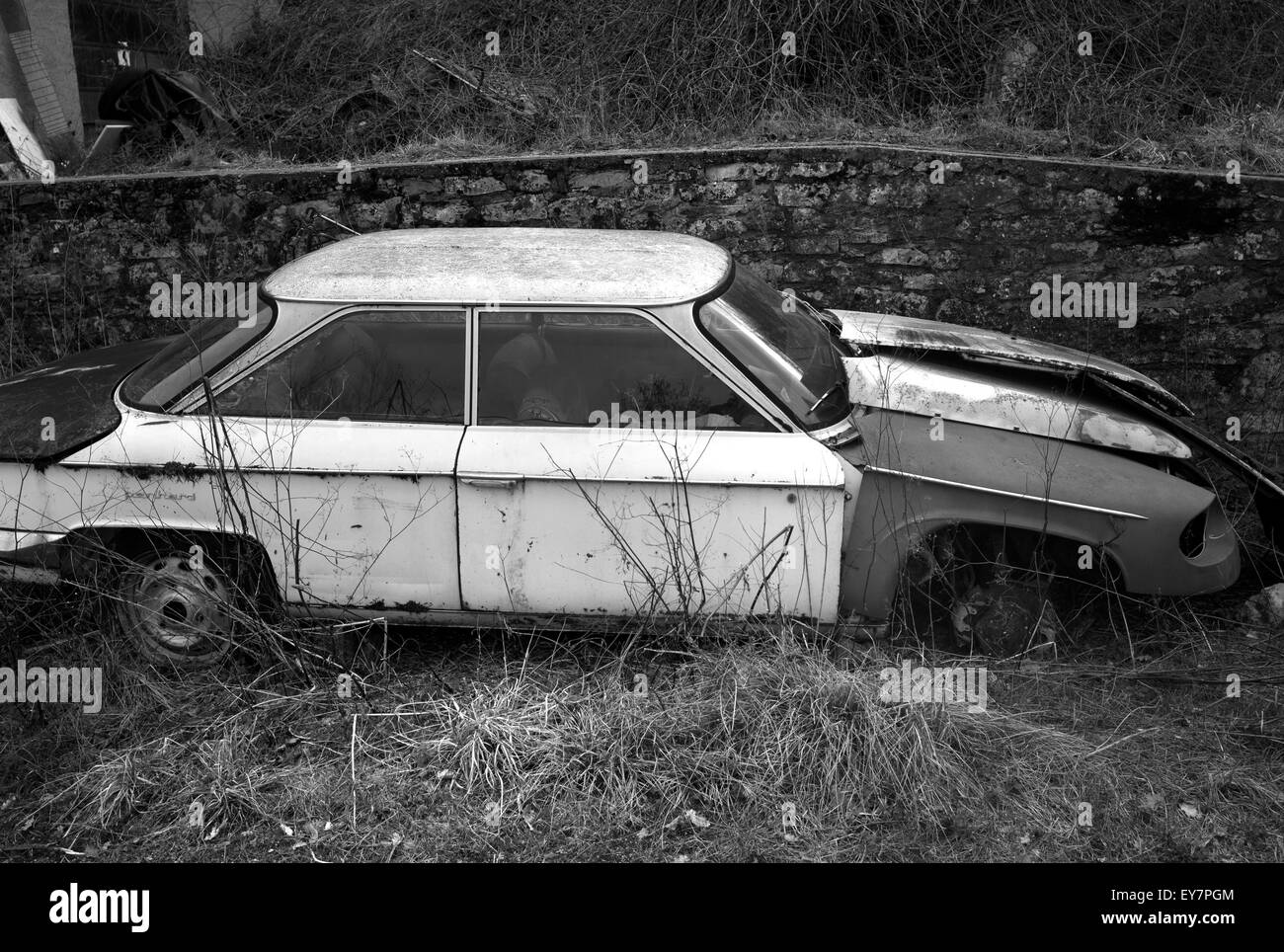 Wrecked Panhard 24, Degagnac, France Stock Photo