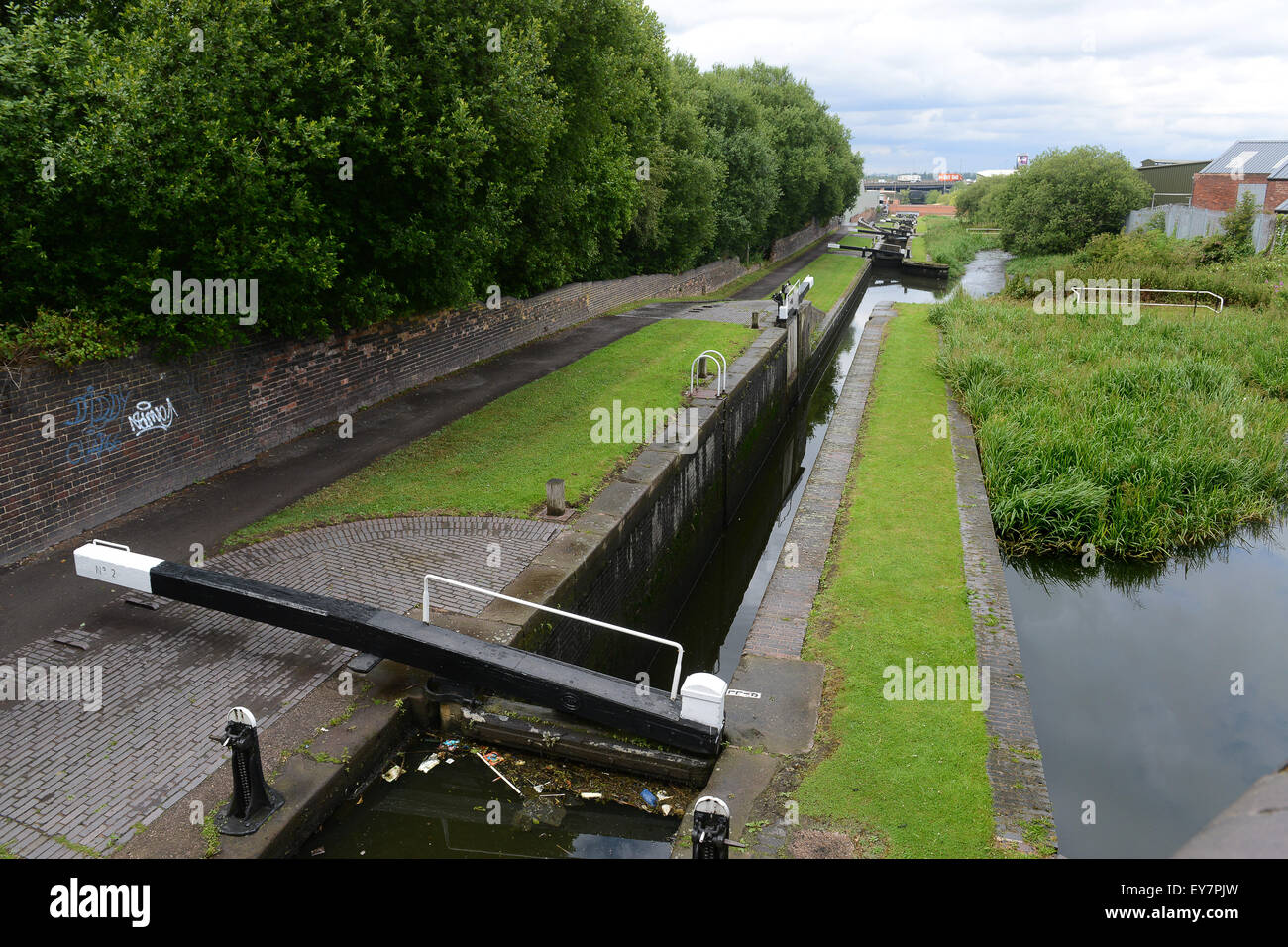 Tat Bank locks on the Titford canal in Oldbury West Midlands Uk Stock Photo