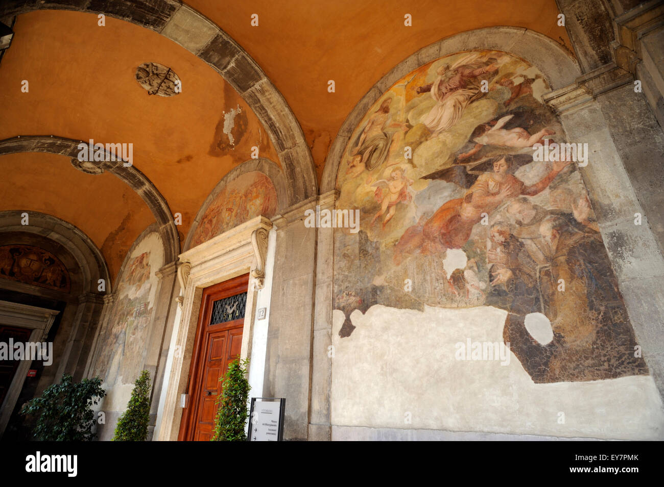 Italy, Rome, Capitoline Hill, Convent of Santa Maria in Aracoeli, frescos in the loggia outside the monastery Stock Photo