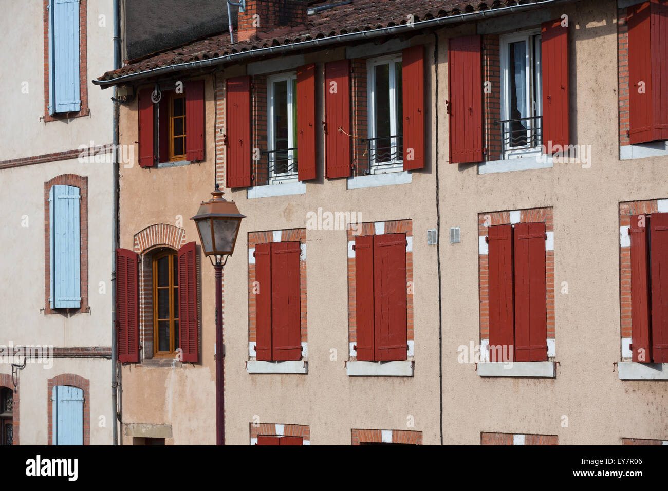 Old House facade with windows shutters in France. Horizontal shot Stock ...