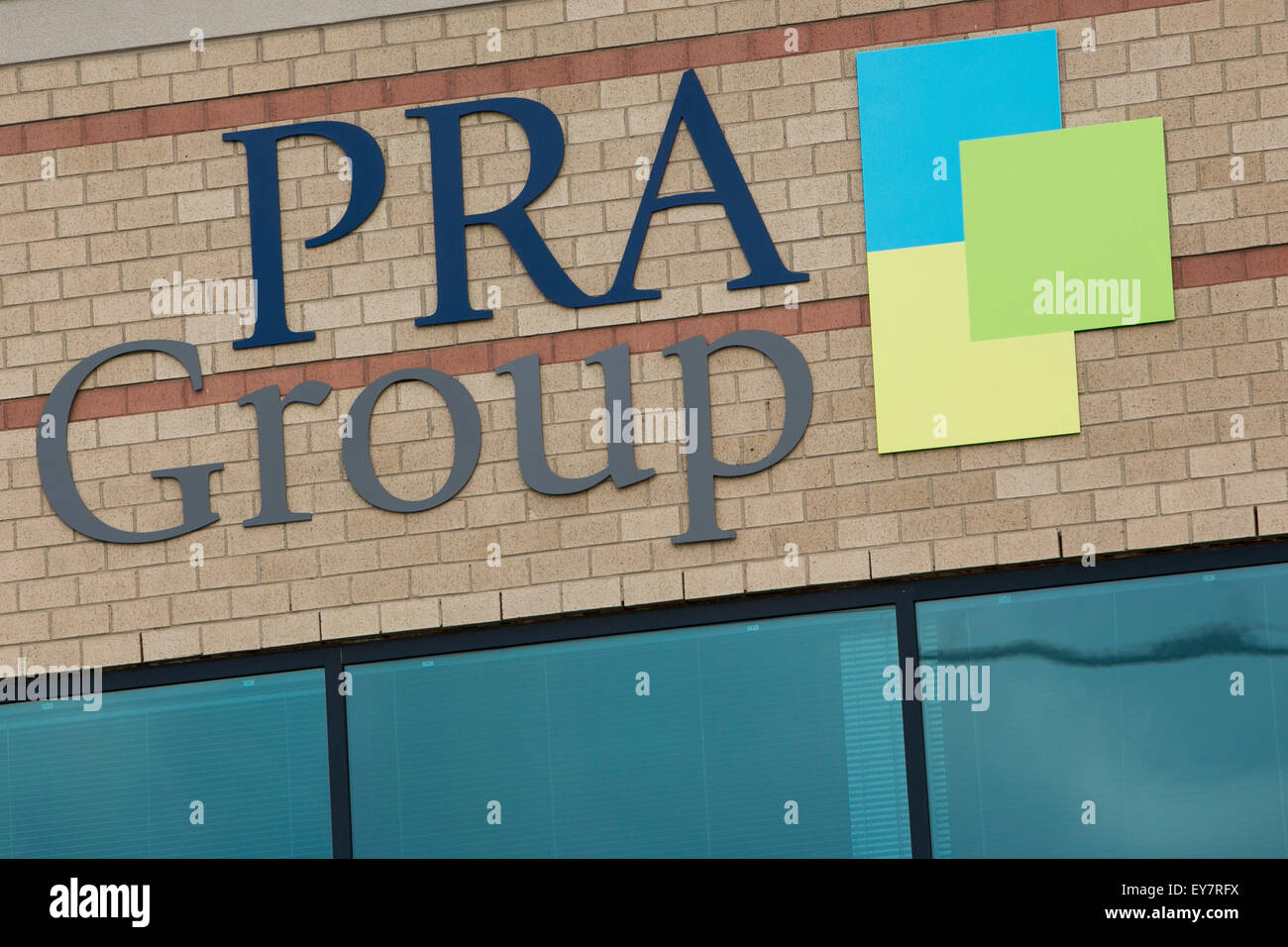 A logo sign outside of the headquarters of the PRA Group, Inc., also known as Portfolio Recovery Associates, in Norfolk, Virgini Stock Photo