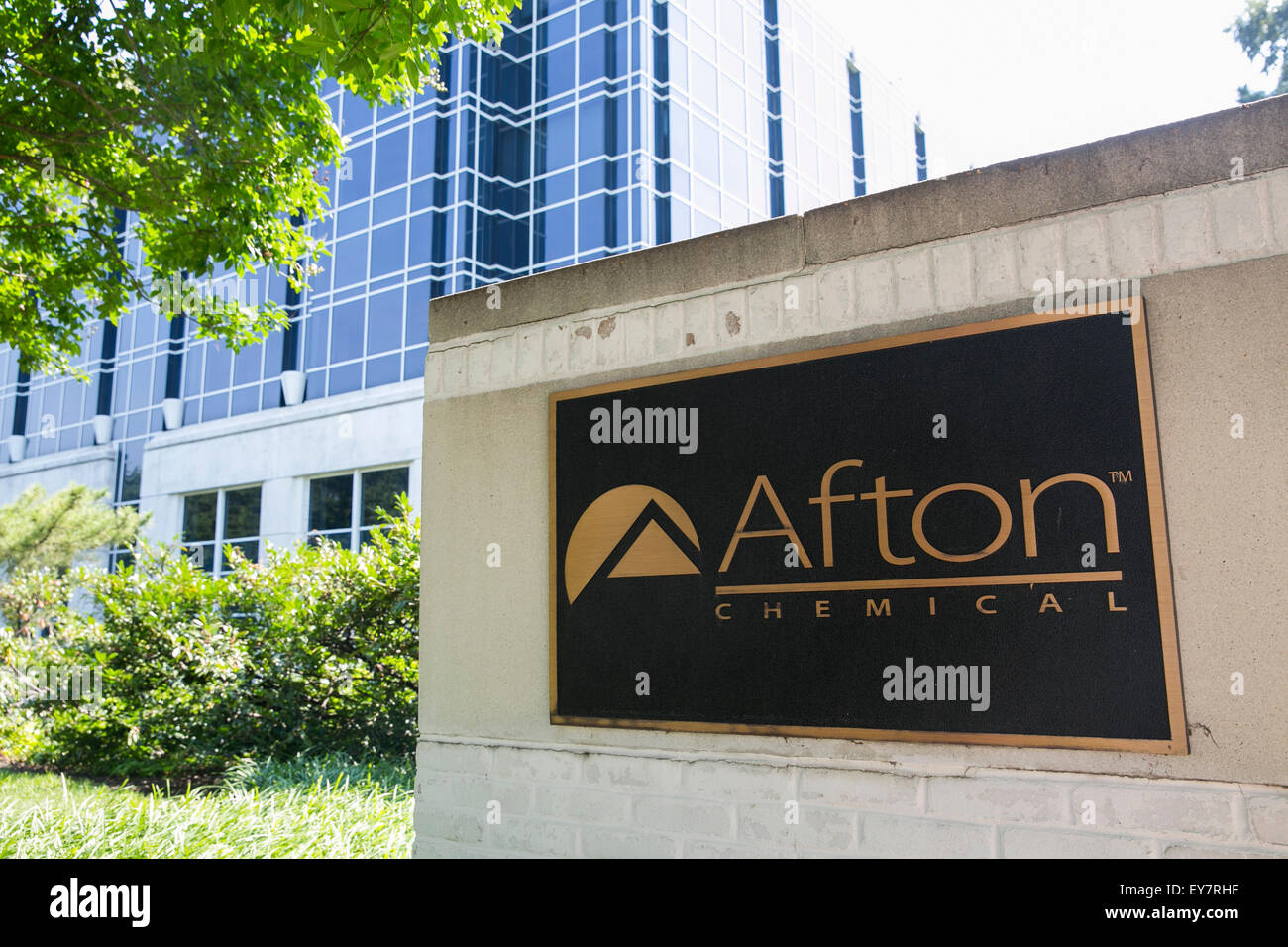 A logo sign outside of the headquarters of the Afton Chemical Corporation in Richmond, Virginia on July 19, 2015. Stock Photo