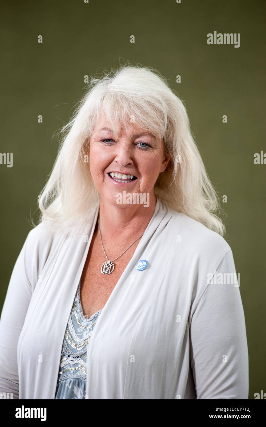 British radio broadcaster and journalist, Lesley Riddoch, appearing at the Edinburgh International Book Festival. Stock Photo