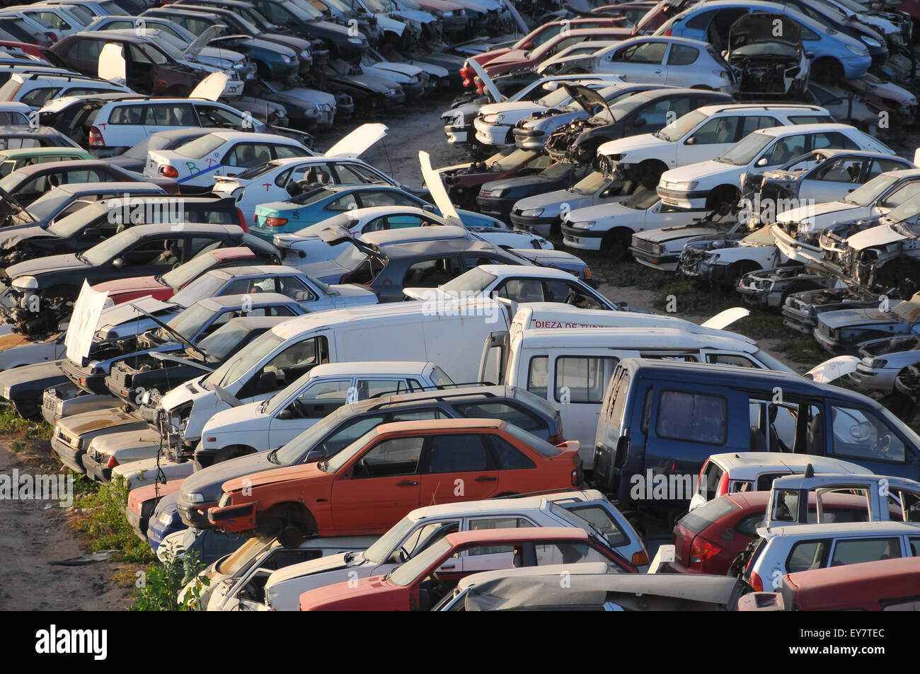 Old Junk Cars On Junkyard Stock Photo - Alamy