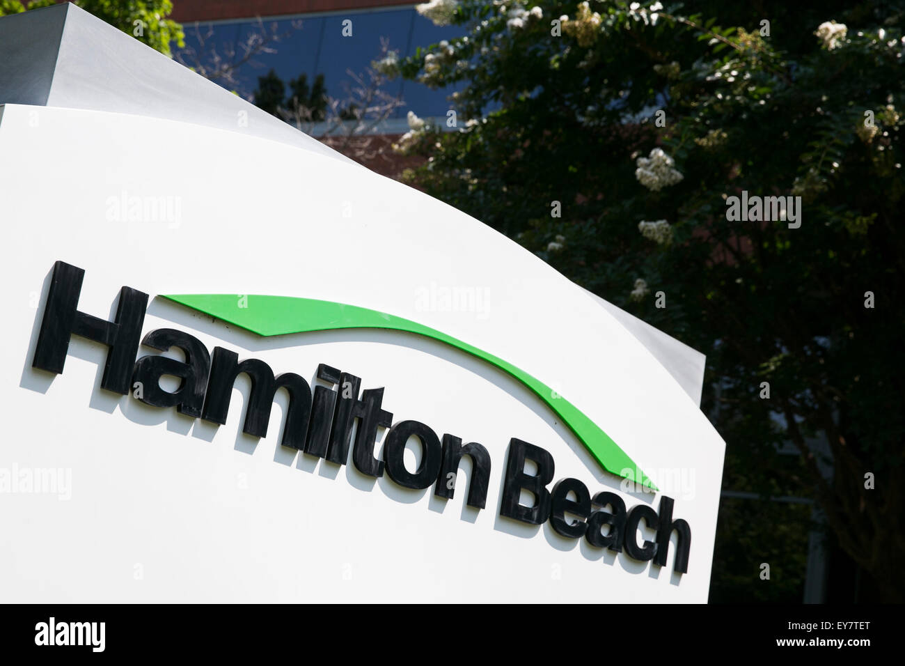 A logo sign outside of the headquarters of Hamilton Beach Brands, Inc