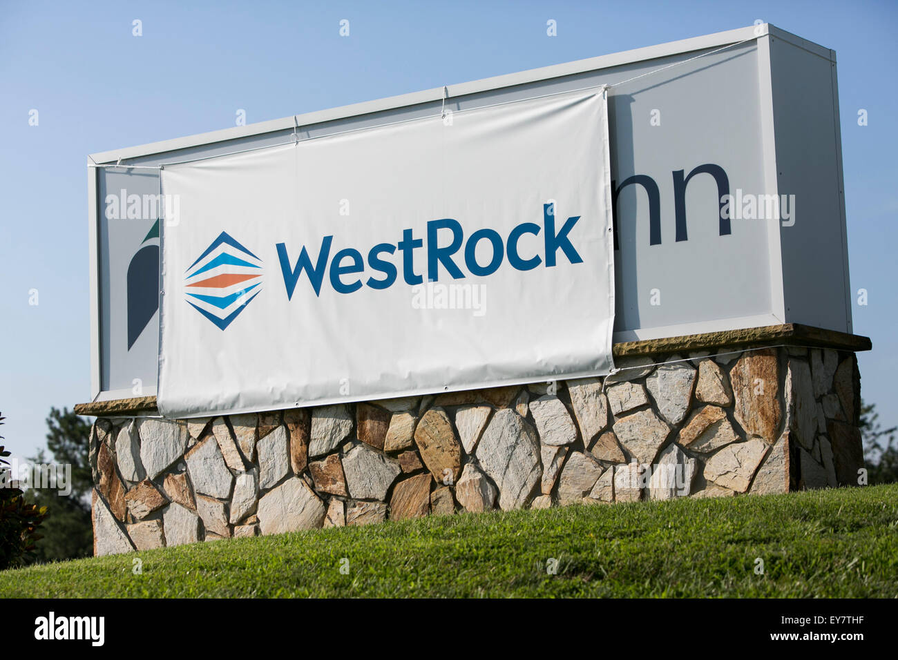 A logo sign outside of a facility occupied by the WestRock Company in