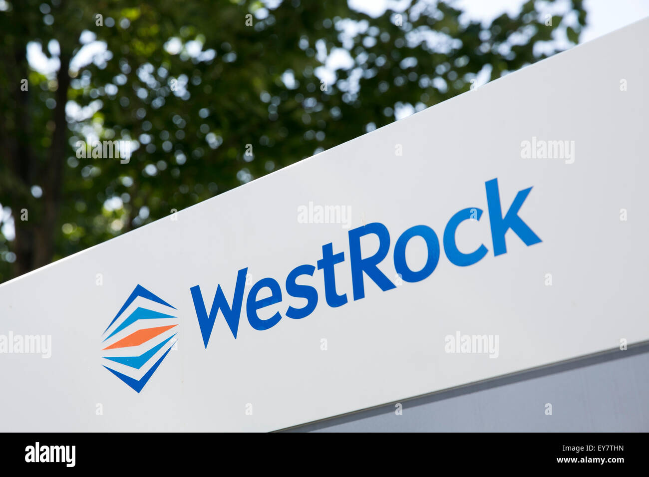 A logo sign outside of the headquarters of the WestRock Company in