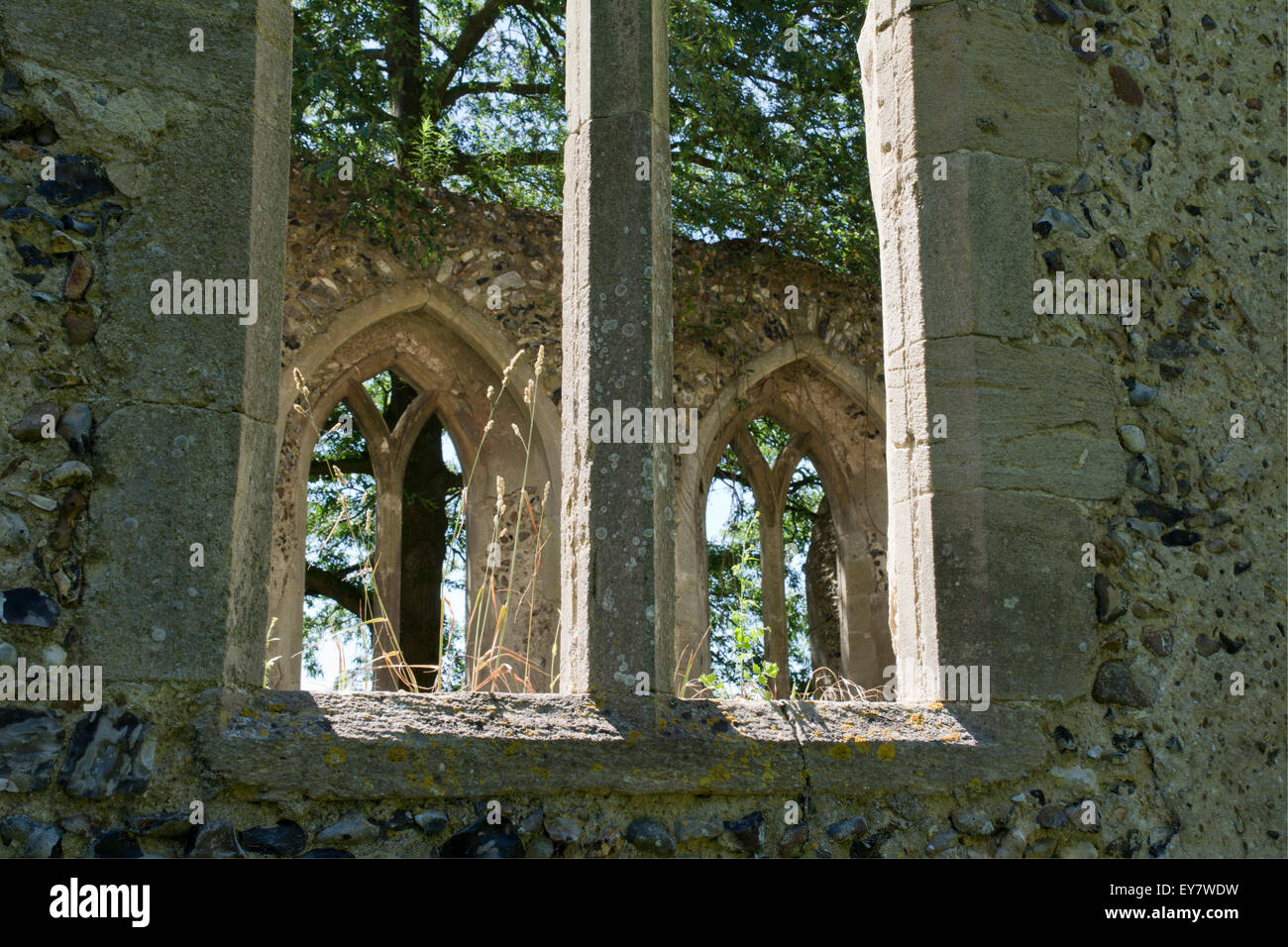 Ruined church of St Mary, Tivetshall St Mary, Norfolk, East Anglia, England. Stock Photo