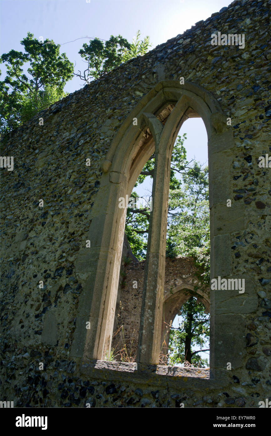 Ruined church of St Mary, Tivetshall St Mary, Norfolk, East Anglia, England. Stock Photo