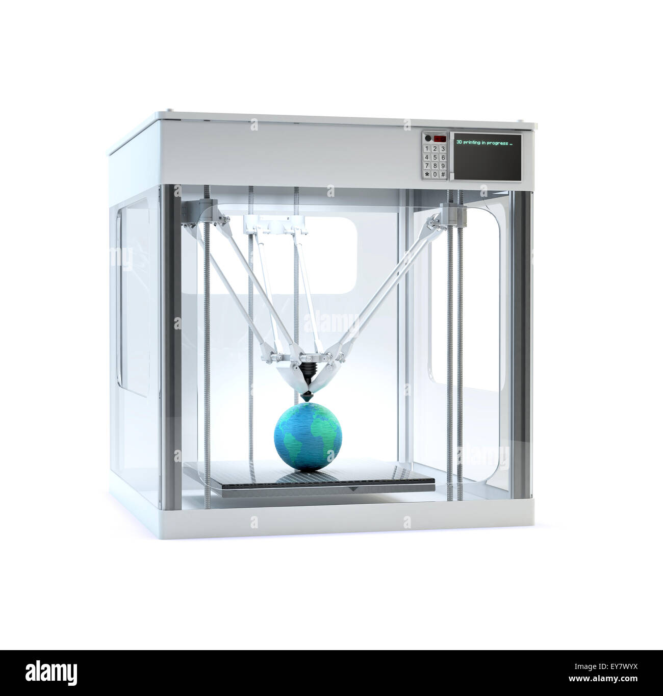 3D printer machine printing a globe - rapid prototyping Stock Photo