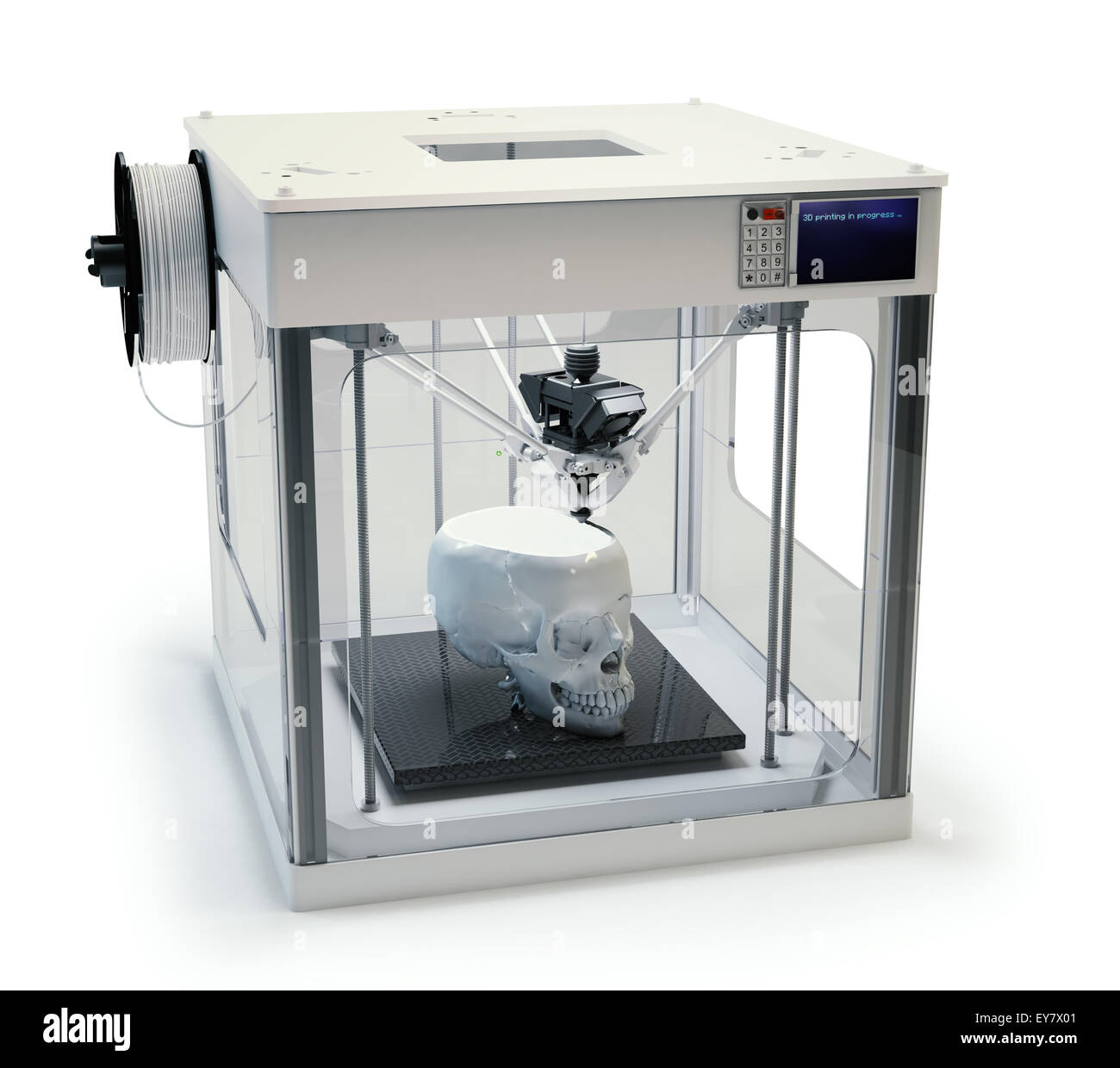 3D printing a human skull - rapid prototyping prosthetics Stock Photo