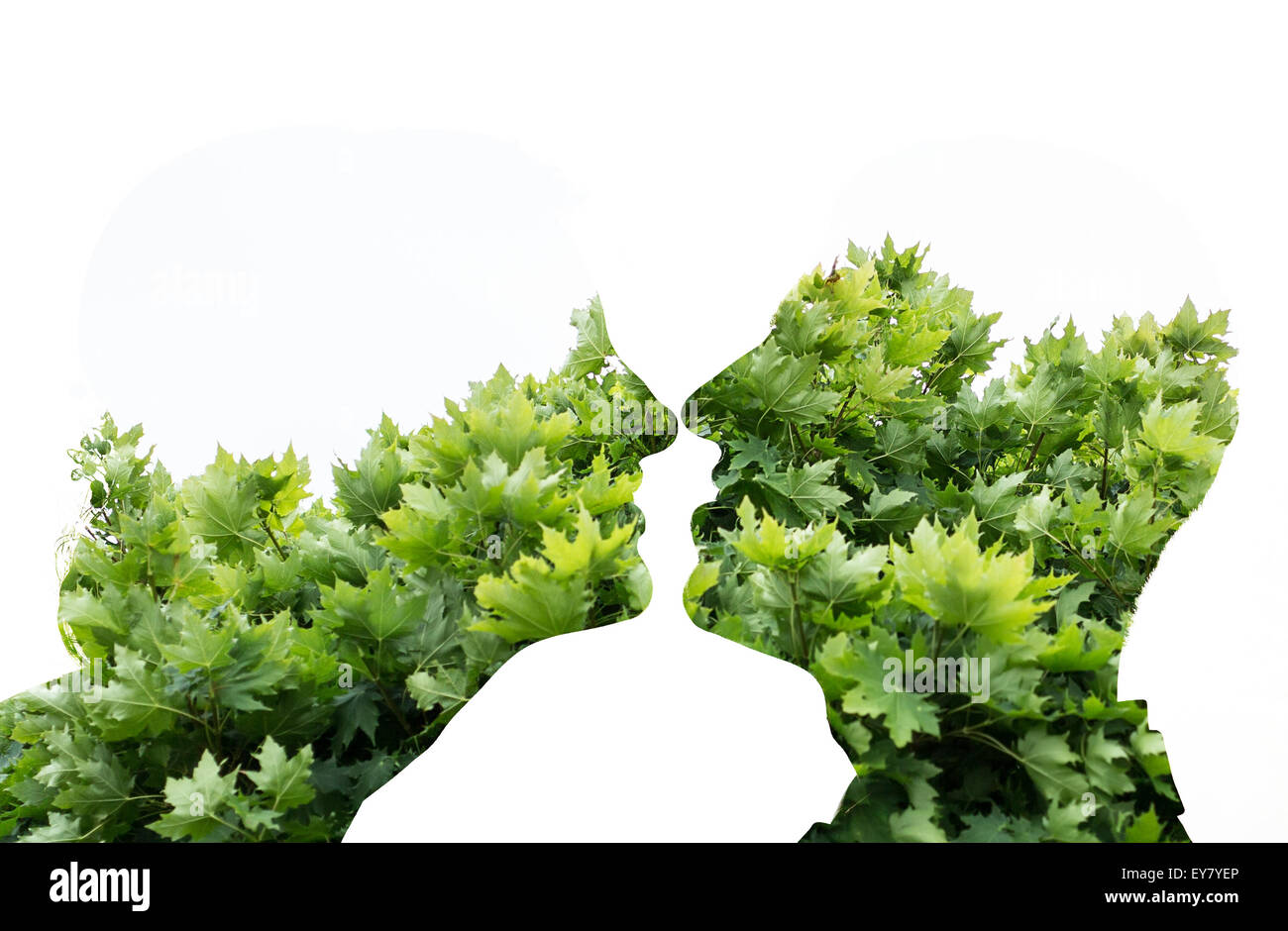 Couple portrait with the effect of multiple exposure Stock Photo