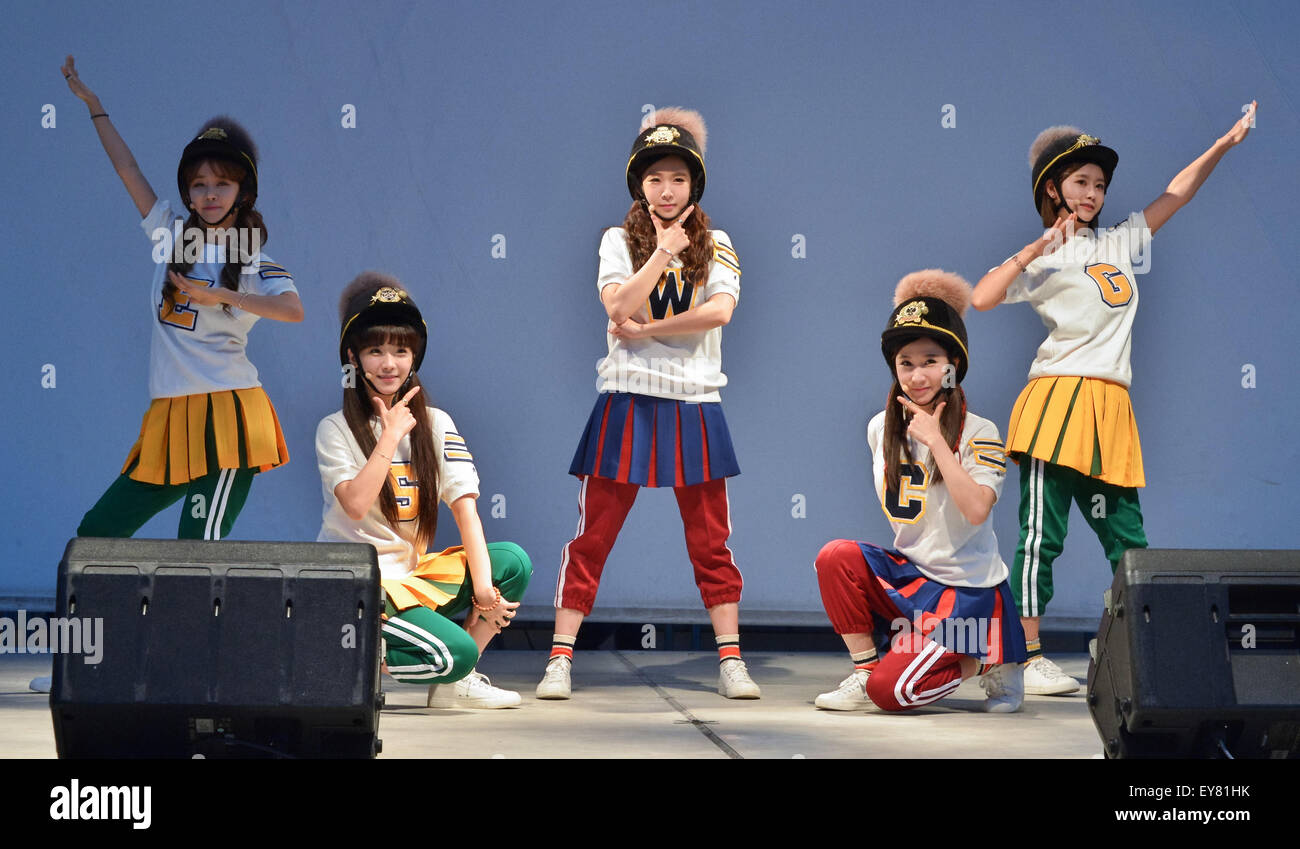 CRAYON POP, Jul 22, 2015 : Kawasaki, Japan : Korean girl group Crayon Pop  perform during the promotion event for their new single "ra ri ru re" at  Lazona Kawasaki Plaza in