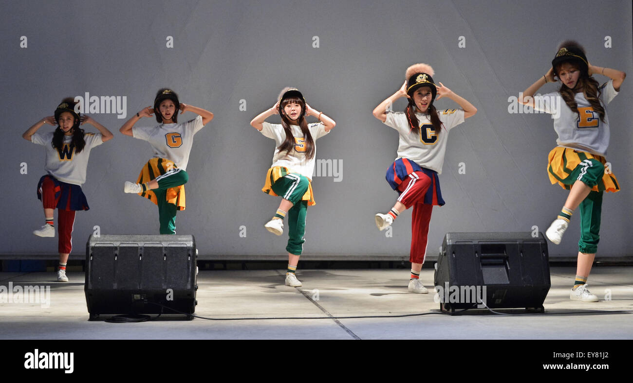 CRAYON POP, Jul 22, 2015 : Kawasaki, Japan : Korean girl group Crayon Pop  perform during the promotion event for their new single ra ri ru re at  Lazona Kawasaki Plaza in