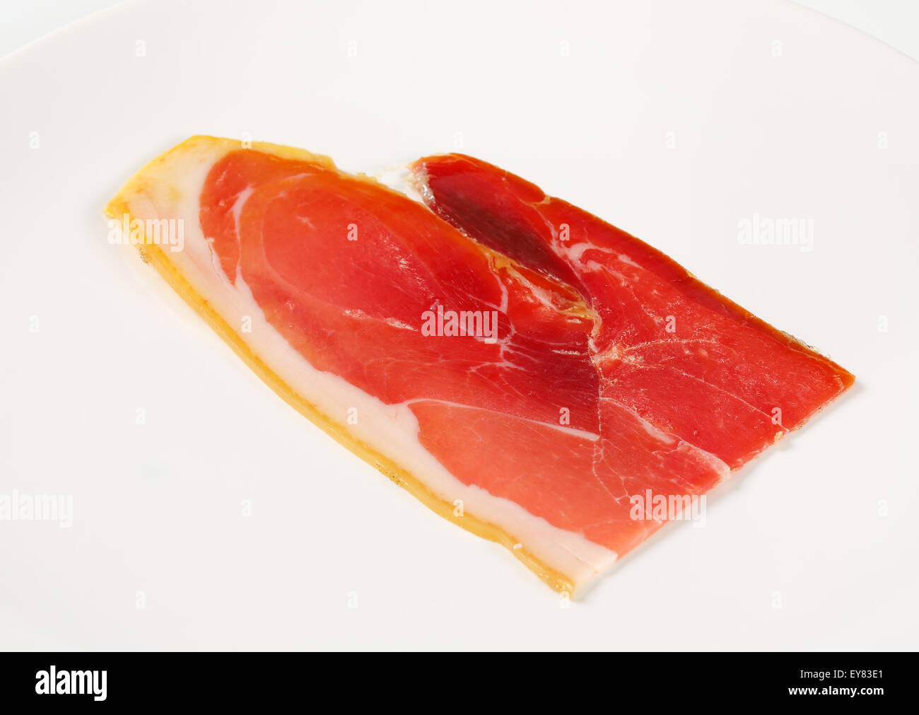 Thin slice of prosciutto crudo Stock Photo Alamy