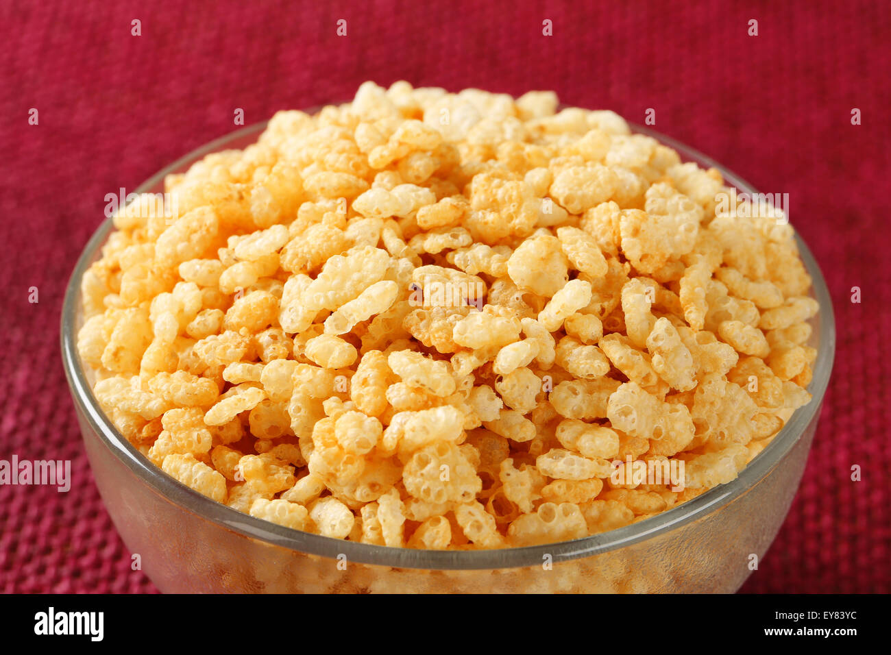 Bowl of toasted rice cereal Stock Photo