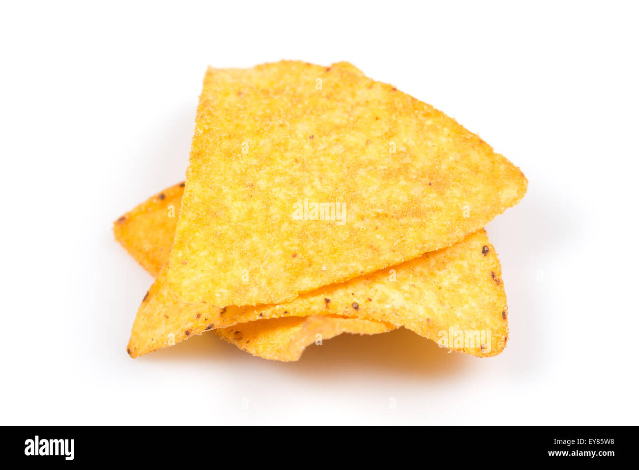 mexican corn nachos chips, isolated on white background Stock Photo