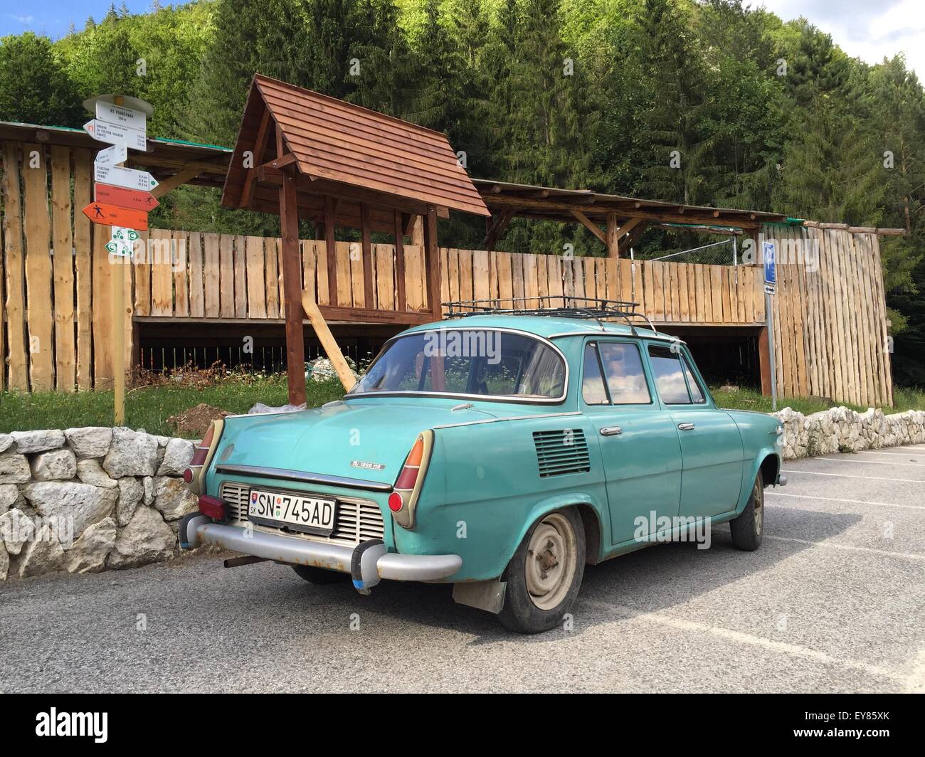 Skoda car, historical, vintage, automobile, street Stock Photo