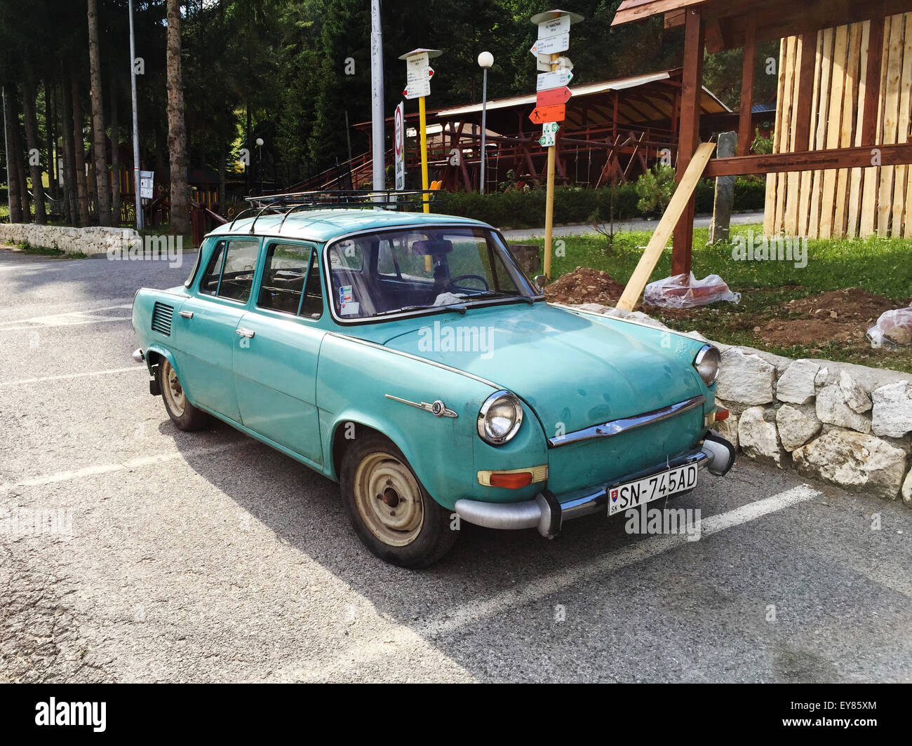 Skoda car, historical, vintage, automobile, street Stock Photo