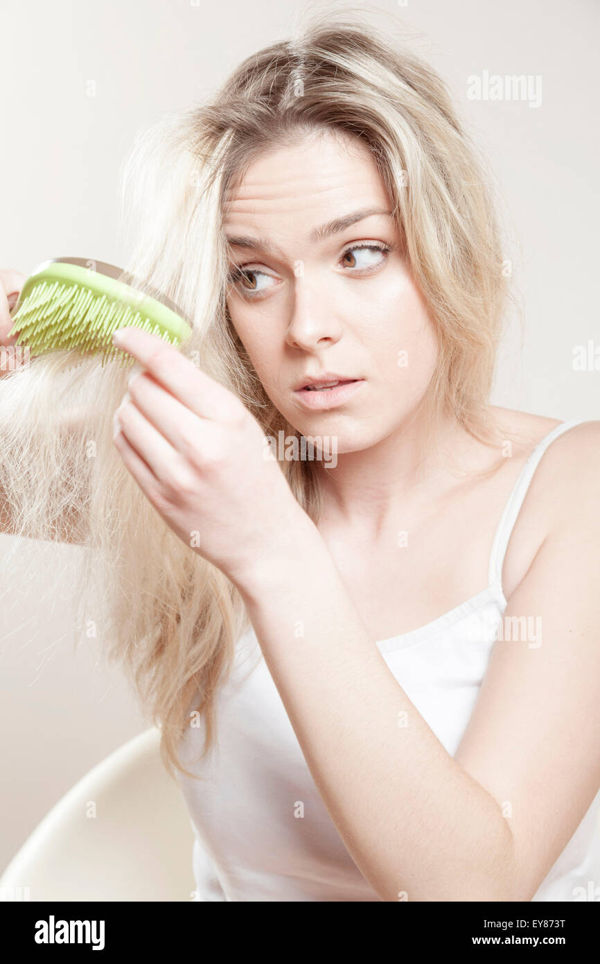 Woman Young Very Long Hair Brushing Stock Photos Woman Young