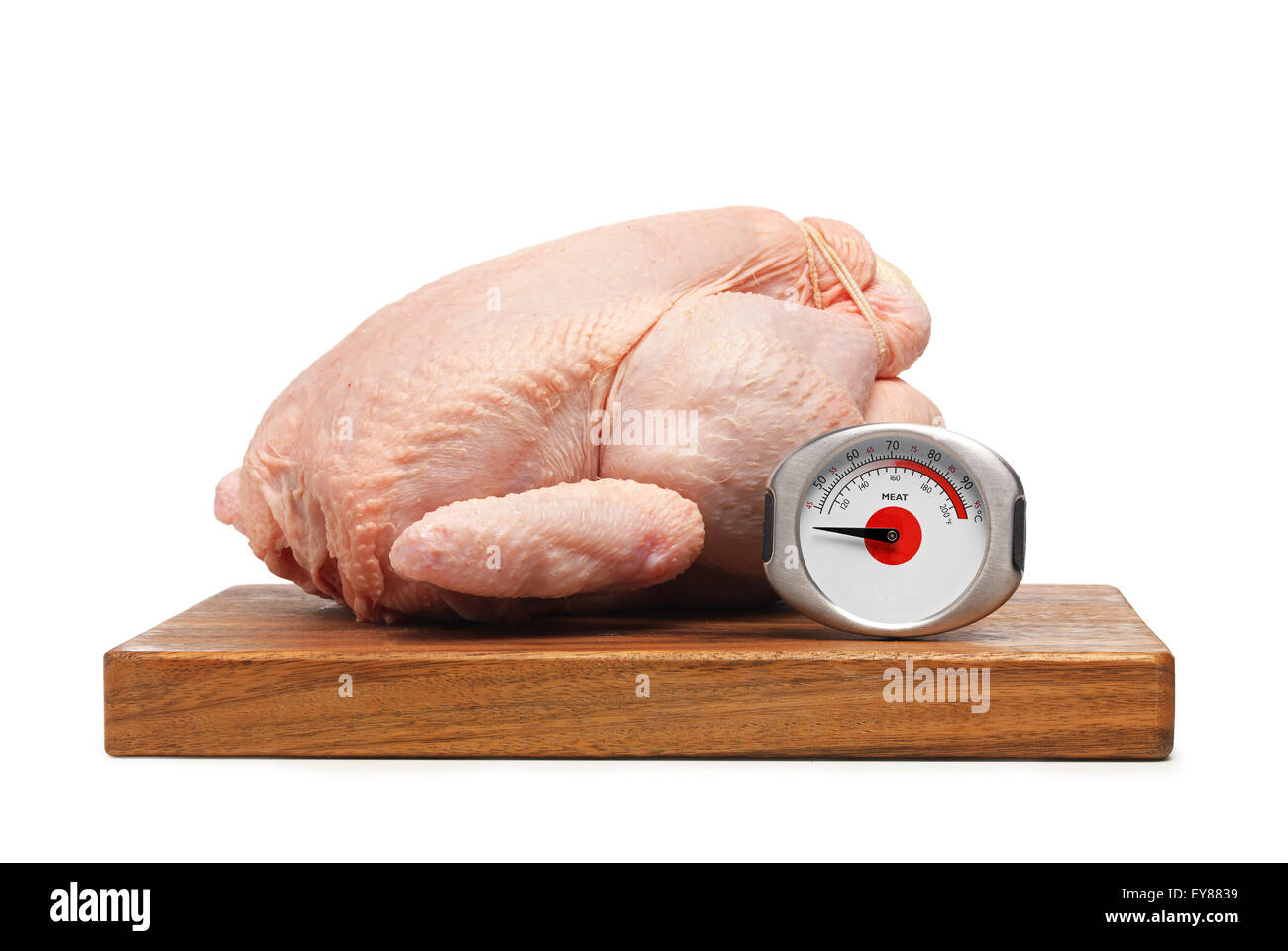 Raw isolated Chicken with cooking thermostat Stock Photo Alamy