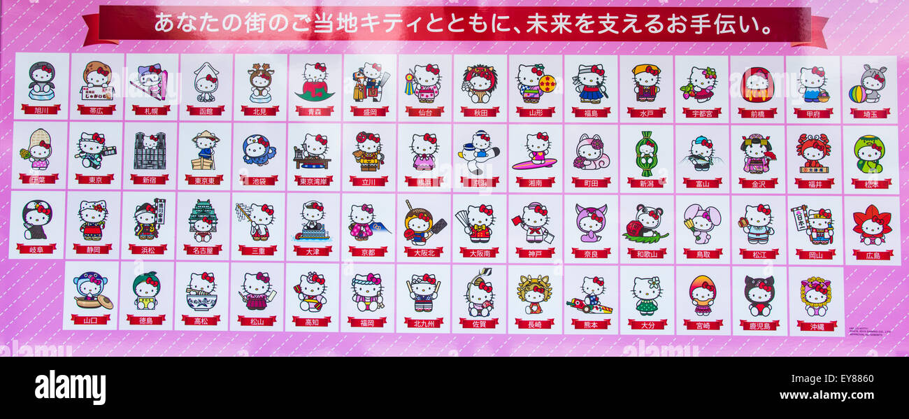 Advertisement of Local Hello Kitties, Tamachi Station,Minato-Ku,Tokyo,Japan Stock Photo