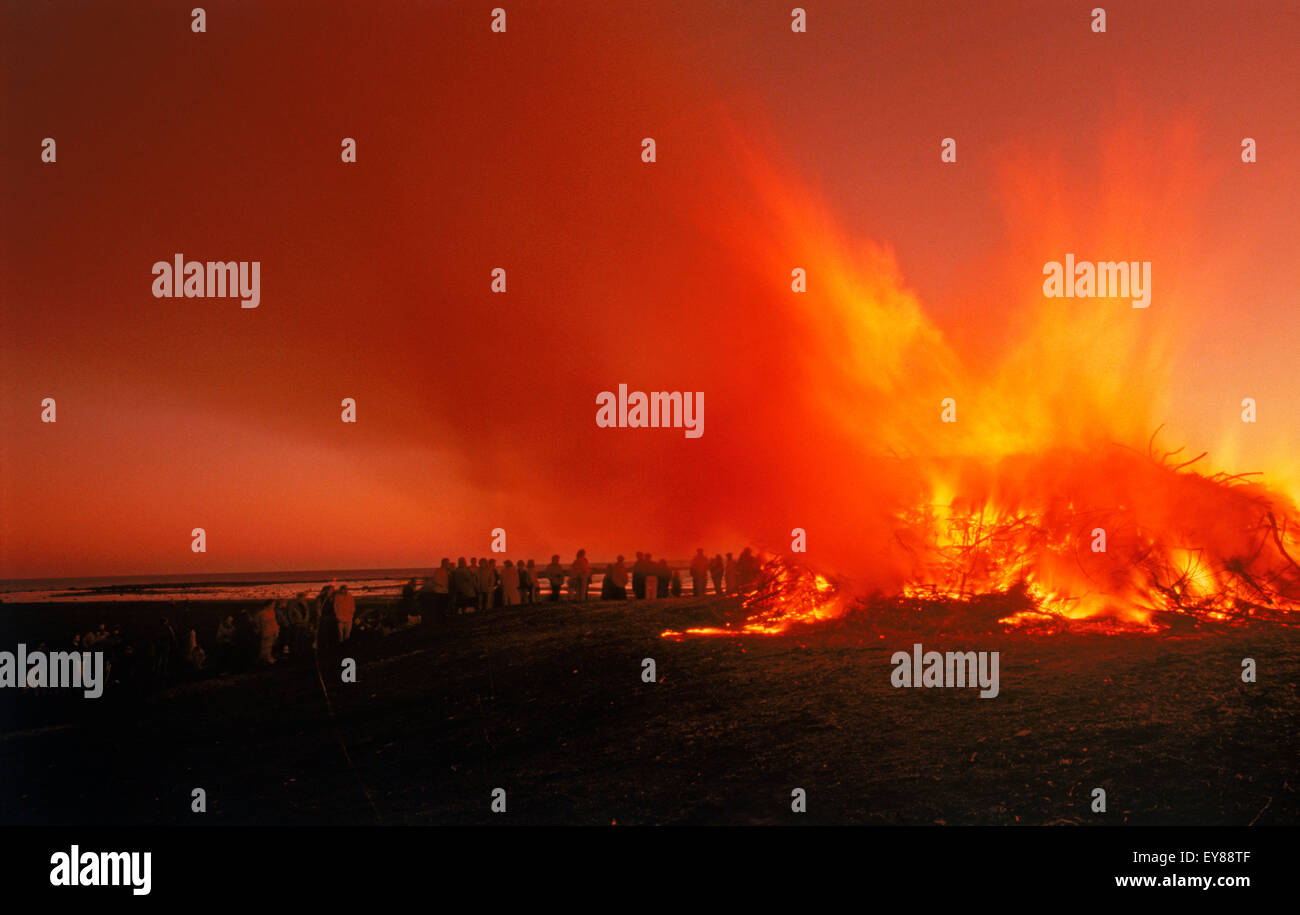 Volborg or Walpurgis Night bonfire celebrations on April 30 in Sweden with traditional songs and feasting welcoming in spring Stock Photo