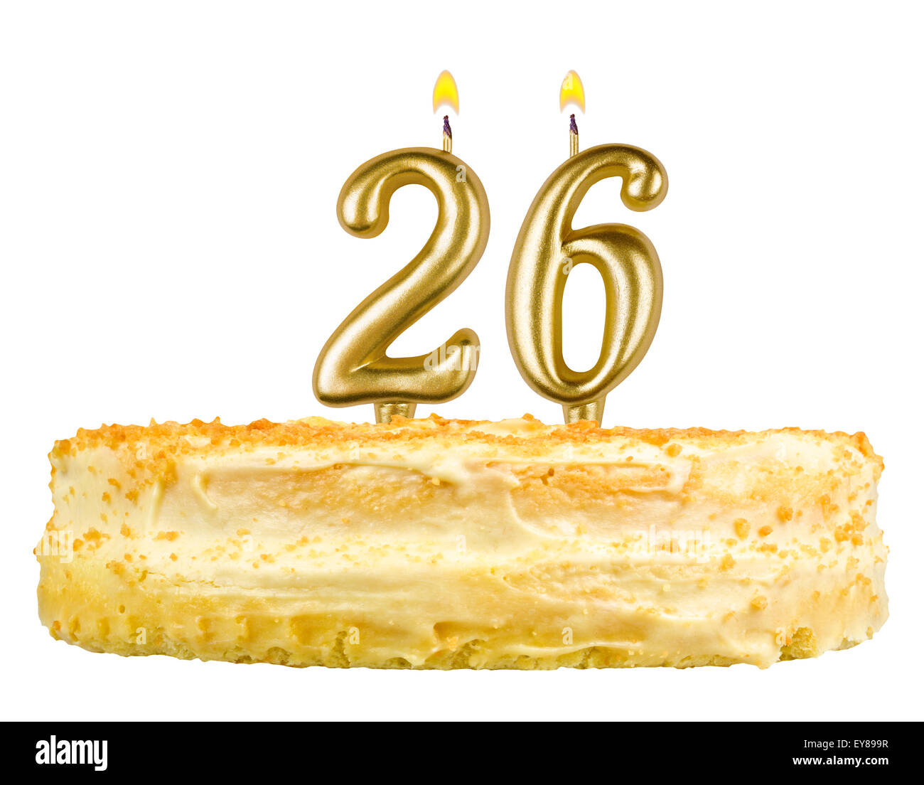 birthday cake with candles number twenty six isolated on white background  Stock Photo - Alamy