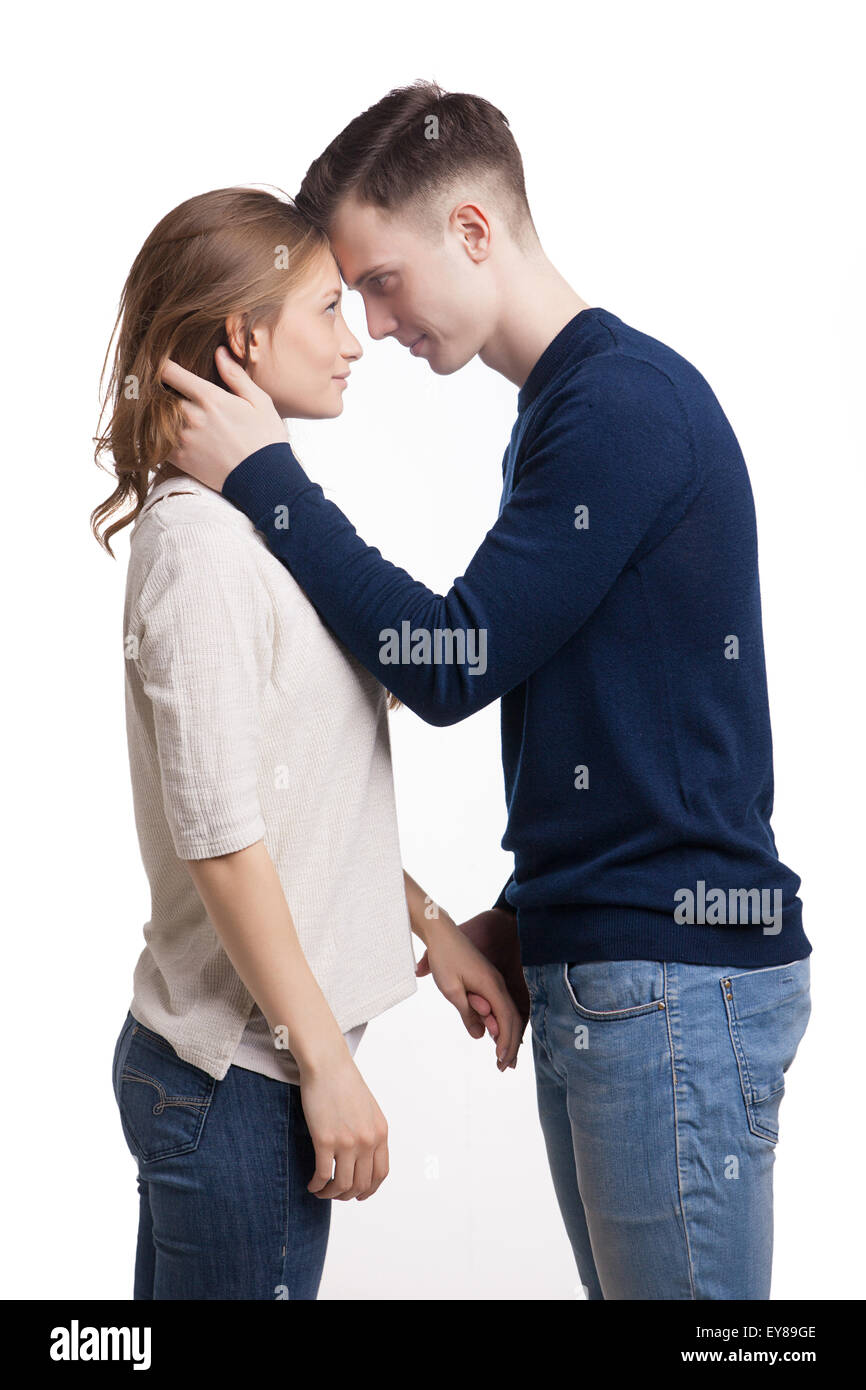 Young couple in love isolated on white background Stock Photo - Alamy