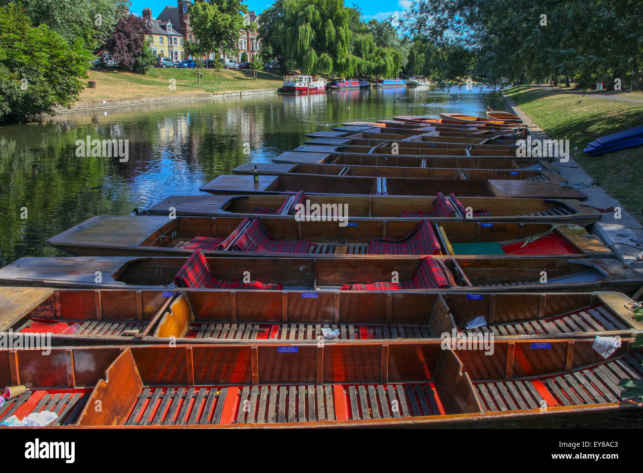 Punter boats on the river Cam in Cambridge Stock Photo