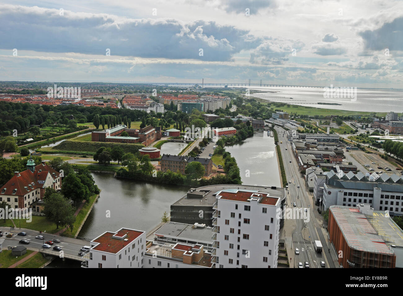 Overview of Malmö, the most populous city in Skåne County, and the third largest city in Sweden Stock Photo